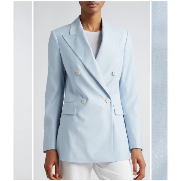 Eleventy Baby Blue Virginia Wool Blend Double Breasted Blazer - Picture 2 of 12